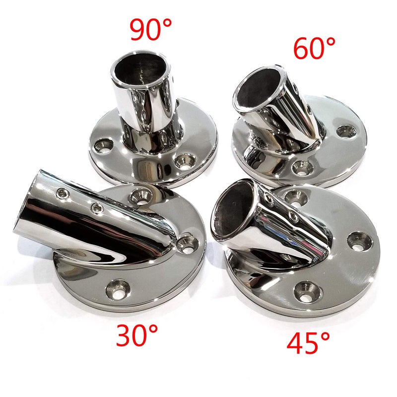 keehui Heavy Duty 316 Stainless Steel Marine Grade Casting Boat Hand Railing Fittings 1'' Round Base 90 Degree Tube Base - Image 5